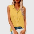 thumbnail image 2 of VEKDONE Womens Plus Size Tank Tops Summer Button Down Lapel Linen Tanks Solid Color Loose Fit Lightweight Shirts Summer Beach Vacation Tank Tops Yellow L, 2 of 7