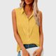 thumbnail image 2 of Mujeres de Verano Camisetas Sueltas Ajuste Solapa sin Mangas Botón Túnica Blusa Imitación Lino Casual para la Playa Diario, 2 of 7