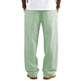 thumbnail image 6 of CONZONE Men's Baggy Linen Pants Wide Leg Pants for Men Trendy Elastic Waist Drawstring Striped Soft Casual Joggers With Pocket, 6 of 6