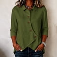 thumbnail image 2 of Summer Sales Womens Summer Tops Asymmetrical Placket Collar Linen‑Blend Button Casual Blouse Oversized Tshirts for Women, 2 of 9