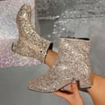 thumbnail image 5 of Mepaouo Women's Rhinestone Sparkly Ankle Boots Round Toe Heel Dress Booties Comfy Chelsea Boots, 5 of 8