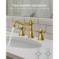 thumbnail image 4 of 3 Hole Vintage Bathroom Faucet Brushed Gold, 2 Handles 8 Inch Widespread Antique Brass Bathroom Sink Faucet for Vanity RV Farmhosue, with Metal Pop Up Drain and Supply Lines, 4 of 16
