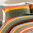Lush Decor Boho Stripe Duvet Cover Turquoise/Tangerine Full/Queen