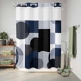 thumbnail image 6 of No Hook Shower Curtain, Navy Blue Black Shower Curtains for Bathroom with See Through Top Window, Art Modern Abstract Geometric Waterproof & Washable Bath Curtain Stall 48"x72", 6 of 9