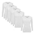thumbnail image 3 of Natural Uniforms T-Shirt à Manches Longues Extensible Col en V pour Femmes - Multi Lot de 5 (Grand, 5 Pack - Blanc), 3 of 4