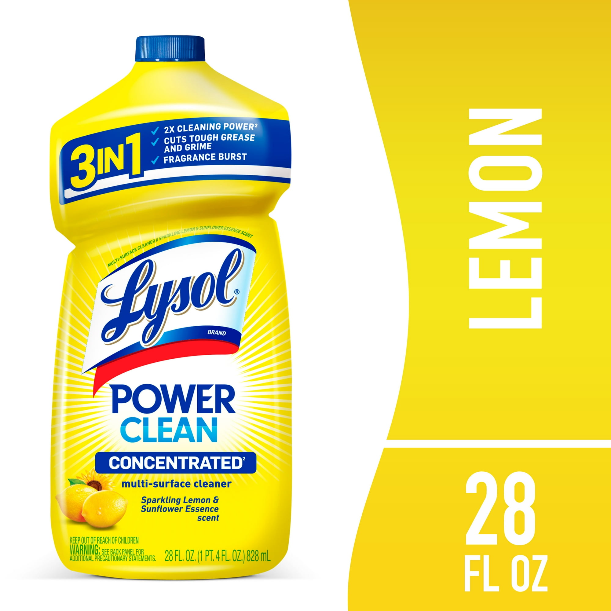 Lysol All Purpose Cleaner, Multi-Surface Disinfectant Floor Cleaner for Mopping Solution, for Bathroom & Kitchen, Lemon & Sunflower, 28 fl oz