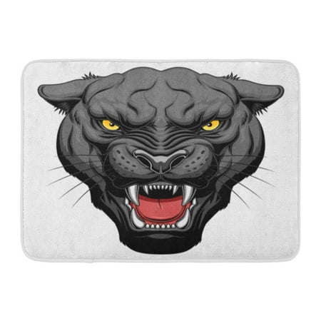 KDAGR Cat Growling Panther Face Leopard Angry Head Black Mascot Doormat Floor Rug Bath Mat 23.6x15.7 inch