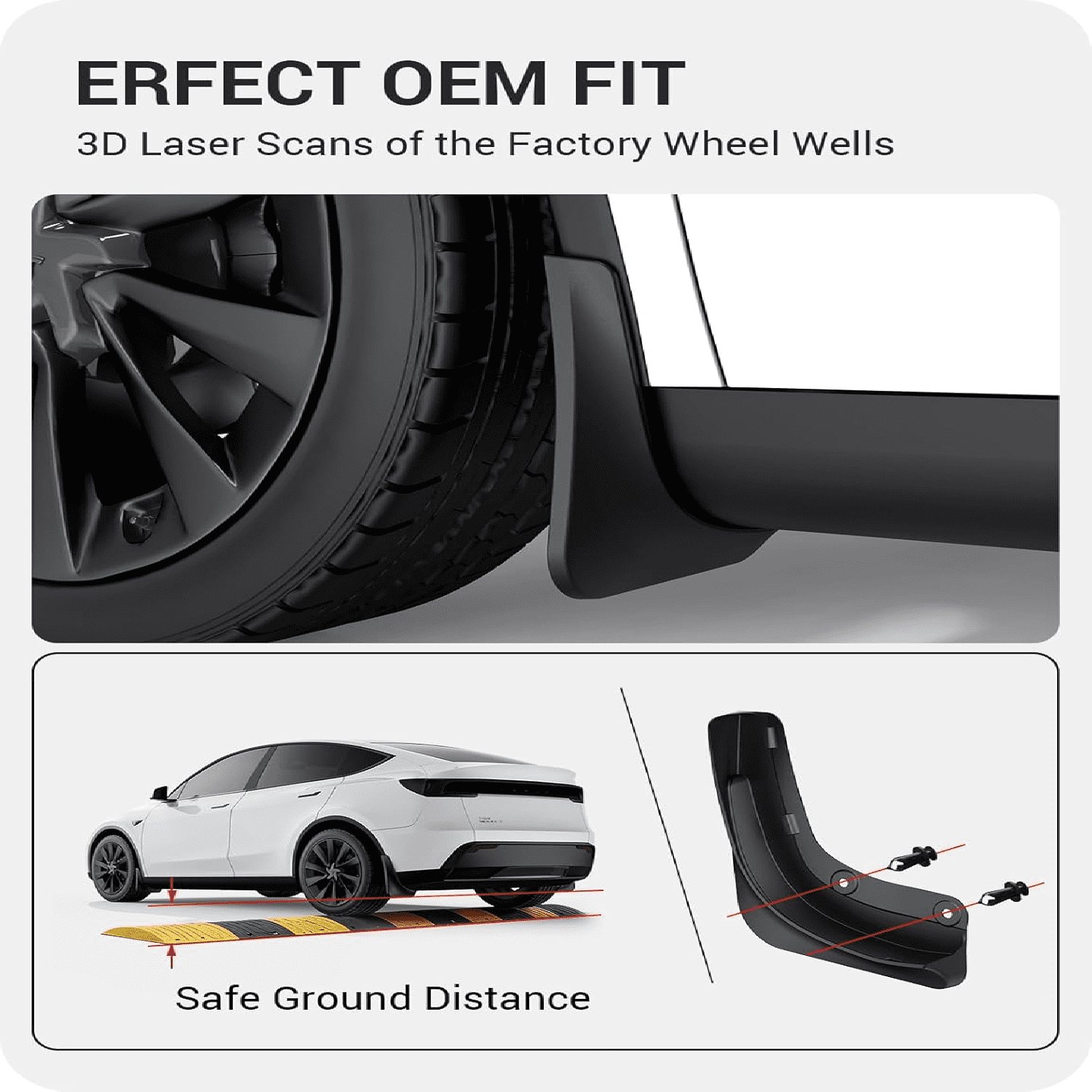 2026 2025 Tesla Model Y Juniper Mud Flaps Splash Guards [No Drilling No Tape] All-Weather Mud Guard, Tire Protector Mudflaps for Model Y Juniper 2025 2026 (Standard, Premium & Performance)