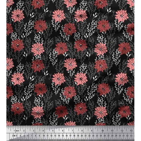 Soimoi Cotton Duck Fabric Leaves & Floral Artistic Decor Fabric Printed Yard 42 Inch Wide