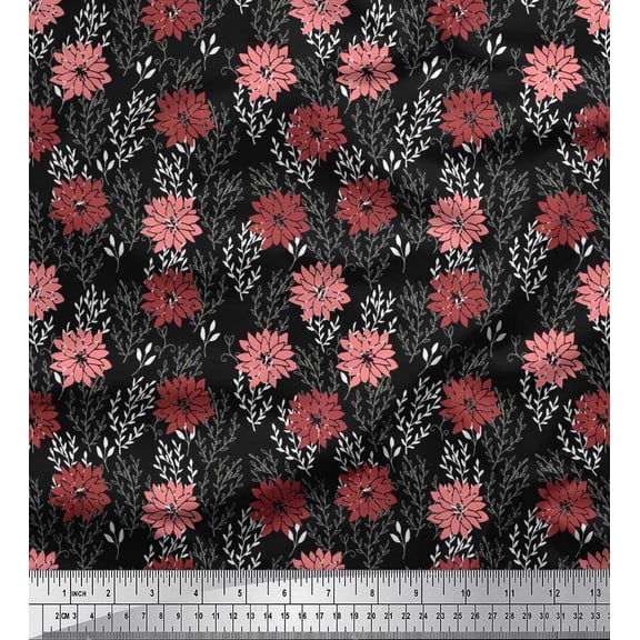 Soimoi Cotton Duck Fabric Leaves & Floral Artistic Decor Fabric Printed Yard 42 Inch Wide