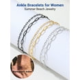 thumbnail image 5 of PROSTEEL 2 Pcs Stainless Steel Summer Anklet for Women 14K Gold Plated Paperclip Charm Bracelet Beach Jewelry Birthday Gift 8.5 Inch Chain, 5 of 7