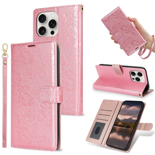 Funda tipo cartera con tarjetero magnético para iPhone 13 Pro Max, 13Plus y 13Mini, de cuero.
