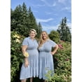 thumbnail image 5 of CASSIE LIZ Plus Size Dresses 3X Casual Plaid Blue Fall Dresses for Women Fashion Midi Sundresses Short Sleeve Collared Elegant V Neck Dresses Loose Fit Summer Dress with Pocket 3XL 22W 24W, 5 of 7