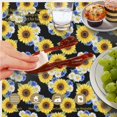 thumbnail image 6 of Sunflower and Daisy Black Pattern Round Tablecloth 70"x70", Wrinkle Resistant Wipeable Table Cover for Kitchen Dining Room Picnic Patio and Party, 6 of 6