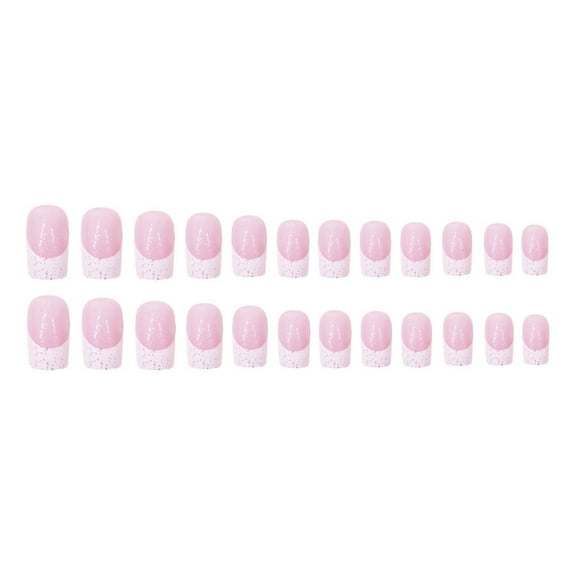 Elegant Medium Square Press On Nail Glossy French Tip Acrylic False Nail for Fashionable Women and Quick Manicures