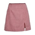 thumbnail image 5 of EDFBUYKRS Female Skirts Mini Skirt with Shorts Concert Women's Short Skirt Solid High Waist Corduroy Skirt Split A Line Skirt, 5 of 7