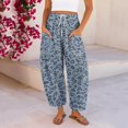 thumbnail image 2 of Stralyhd Leopard Barrel Pants for Women Baggy Elastic High Waisted Wide Leg Palazzo Pants Cheetah Print Flowy Casual Beach Vacation Pants with Pockets Light Blue 2XL, 2 of 8