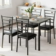 thumbnail image 1 of Dining Table Set Glass Dining Room Table Set for Small Spaces Kitchen Table Furniture Rectangular Modern Compact Space Glass Tabletop, 4 Upholstered PU Chairs, Metal Steel Frame, 1 of 9