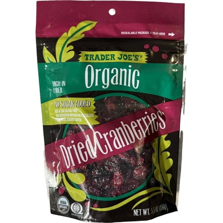 Trader Joe's Organic Dried Cranberries, No Sugar Added, High In Fiber (5.5 oz)