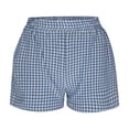 thumbnail image 6 of Jalioing Women's Cotton Pajamas Tie Front Short Sleeve Tops and Shorts Pjs Set 2 Piece Plaid Sleepwear Summer Loungewear, 6 of 9