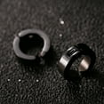thumbnail image 4 of Pendientes elegantes BRI acero inoxidable Clips orejas regalo joyería Superficie lisa negra, 4 of 7