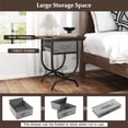 thumbnail image 2 of Rustic Metal Side Table w/ Fabric Drawer - Black &amp; Gray - 19"W x 14"D x 21"H - Perfect Bedside, Coffee, End Table for Living Room, Bedroom, 2 of 9