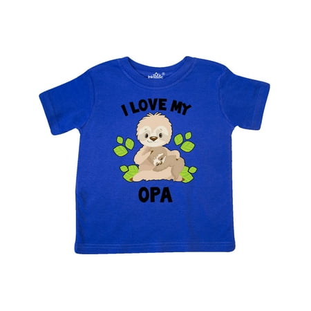 

Inktastic Cute Sloth I Love My Opa with Green Leaves Gift Toddler Boy or Toddler Girl T-Shirt