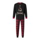 thumbnail image 1 of Pijamas navideños familiares a juego: camisetas de manga larga con estampado de letras y copos de nieve y pantalones a cuadros., 1 of 9