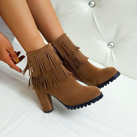 

Akiihool Women Ankle Boots Wide Women s Wedge Boots Elastic Fashion Ankle Bootie Elastic (Brown 7)