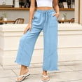 thumbnail image 6 of Bosfbaoi Pants for Women Regular Flat Front Jogger Pants Drawstring Waist Wide Leg Womens Pants with Adjustable Ankle Ties Outdoor Activity Trousers, 6 of 7