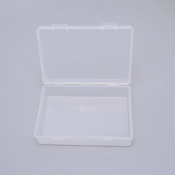 6 pc Transparent Plastic Bead Containers with Hinged Lids for Beads and More Rectangle Clear 15.4x11x4.5cm