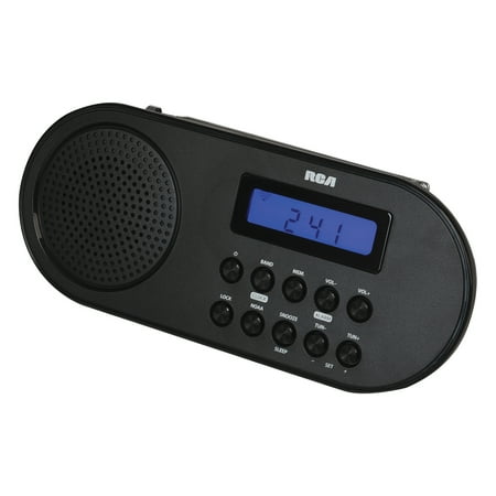 RCA RCWR7V AM/FM Battery Powered Weather Alert Radio with Headphone Jack, Black