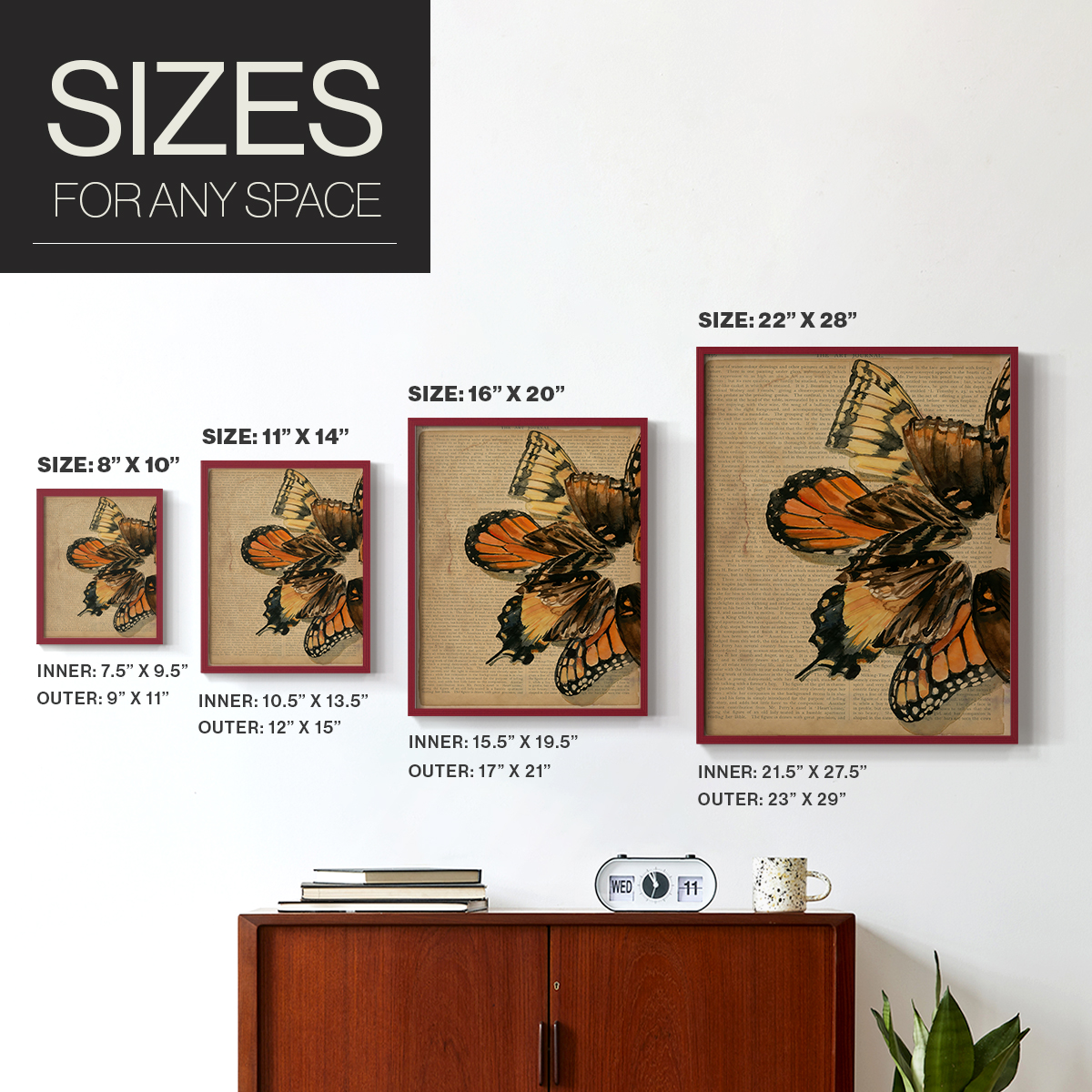 Winged Wreath II Framed Print - Solid Wood in Single Picture Frame Solid Wood 2 Framed Print