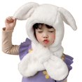 thumbnail image 1 of Chapeau Foulard Rabbit pour Filles 2 en 1 Cache-Oreilles Chapeau d'Hiver Chaud 2-8 Ans, 1 of 1