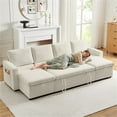 thumbnail image 3 of GINOST Sleeper Sofa Bed, 108 inch Oversize - 2 in 1 Pull-Out Convertible Sofa Bed, Lounge Soft Futon Sofa with Double Storage Chaise, Chenille sectional couches for Living Room/Office/Apartment, Grey, 3 of 5
