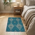 thumbnail image 3 of ODIKA 2'x3' Washable Throw Rug Boho Scroll Motif Interlocking Panels Traditional Decorative Framework for Hallway, Study Room, Non-Slip Low Profile, Flatwoven, 3 of 7