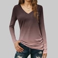 thumbnail image 5 of ZUKMRJPC Women's V Neck Long Sleeve T Shirts Fashion Gradient Color Casual Lightweight Tunic Tops Slim Fit Soft Comfy Basic Tees, 5 of 6