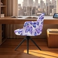 thumbnail image 3 of ZIATUBLES Violet Buttefly Print Dining Chair Cover Soft Stretchable Curved Back Armchair Slipcover Modern Stylish Swivel Armchair Accent Chair Protector for Kitchen Living Room, 3 of 7
