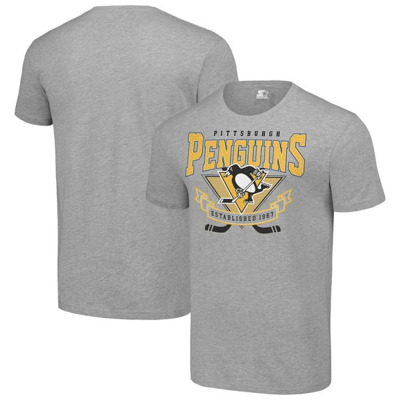 Men's Starter Heather Gray Pittsburgh Penguins Team Logo Graphic T-Shirt