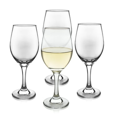 Libbey Classic White Wine Glasses Set of 4, Casual, Modern Stemmed Wine Glasses, Classy Wine Drinking Glasses Set for Weddings, Intimate Gatherings