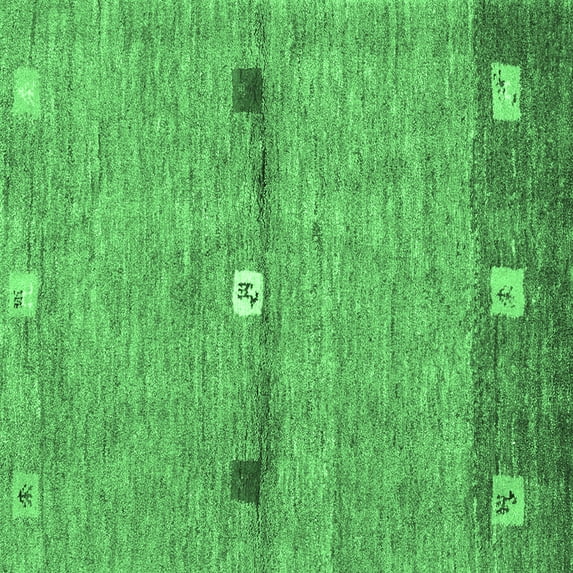 Ahgly Company Machine Washable Indoor Square Abstract Emerald Green Contemporary Area Rugs, 5' Square