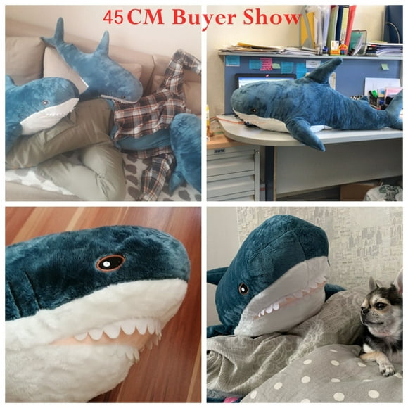 Tiburón de peluche de dibujos animados de 45 cm, animales acuáticos del océano, muñeco de tiburón, juguete de peluche para niños, regalo de cumpleaños