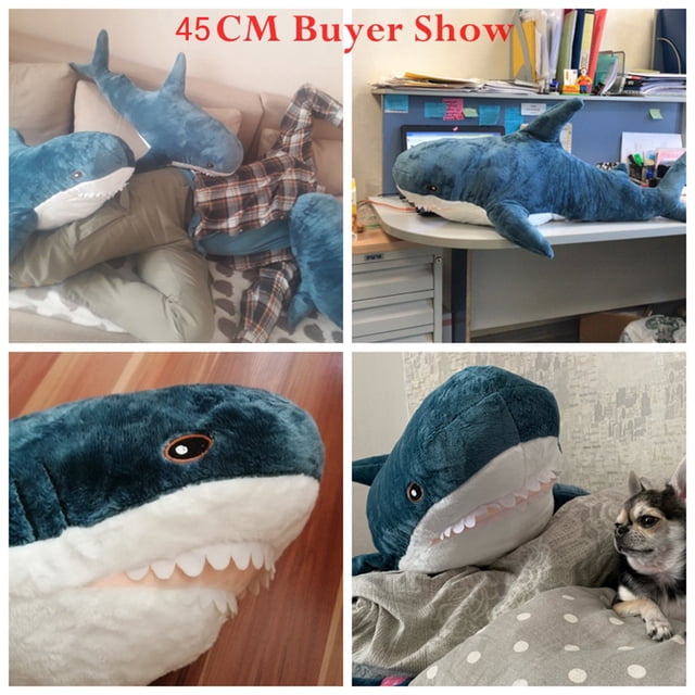 Tiburón de peluche de dibujos animados de 45 cm, animales acuáticos del océano, muñeco de tiburón, juguete de peluche para niños, regalo de cumpleaños