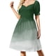 thumbnail image 1 of Bosque verde acuarela Ombre (verde/blanco) vestido de manga corta vestido para mujer Ropa de mujer vestidos de moda para mujer, 1 of 6