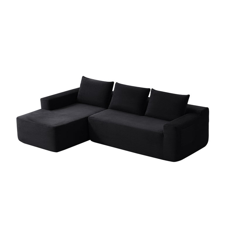 L-Shaped Modular Sectional Sofa with Chaise, 96.9'' Corduroy Boneless Couch Cloud Sofa with Deep Seat for Living Room Bedroom