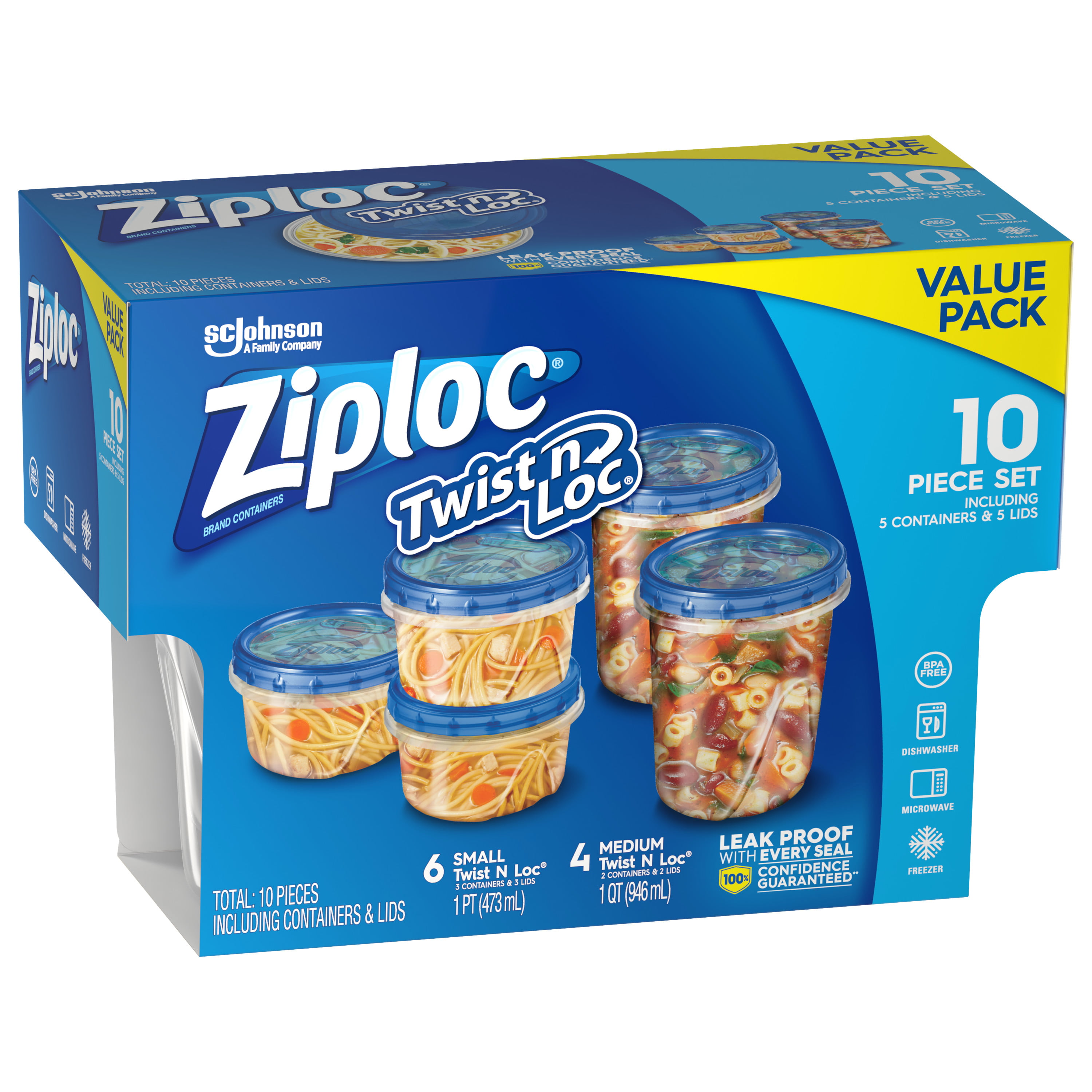 Ziploc Twist 'n Loc 1 Qt. Clear Round Food Storage Container with