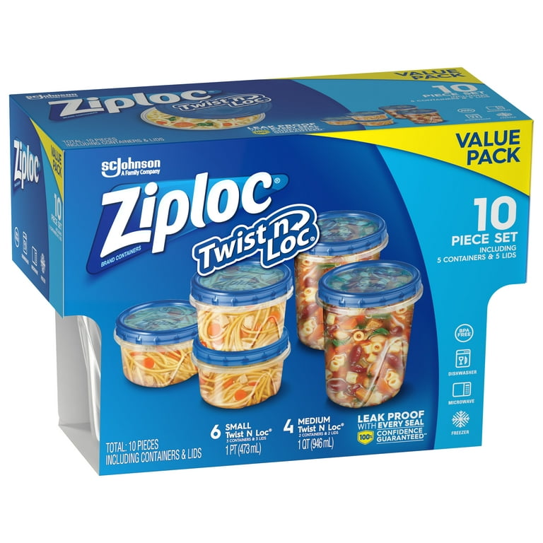 Ziploc Container, Small Rectangle, 8 oz, 5 ct 