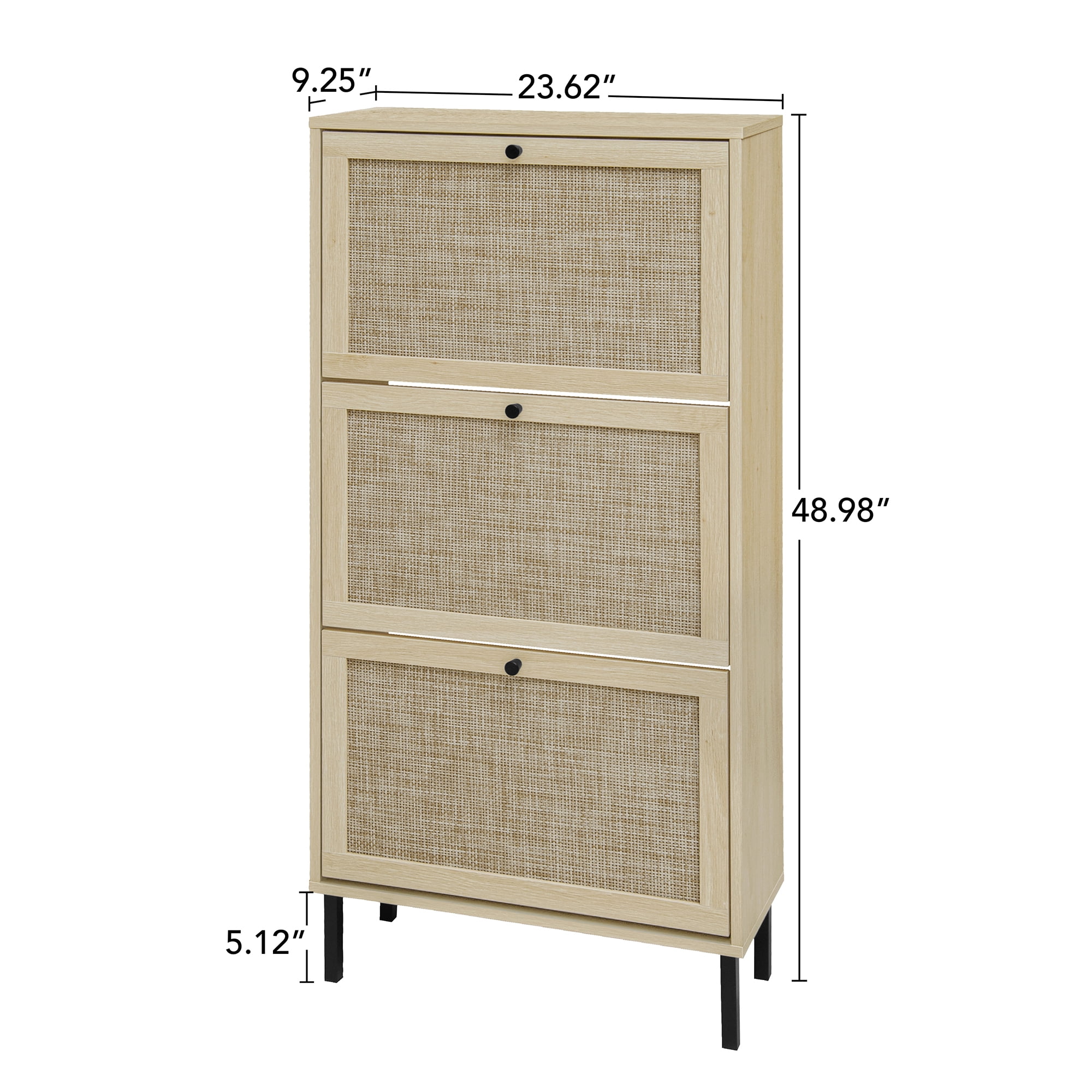 Leumius Shoe Storage Cabinet for Entryway,Modern Shoe Cabinet Storage with 3 Flip Drawers,Slim Freestanding Wood Shoe Rack for Entryway,Bedroom,Living Room,Natural02