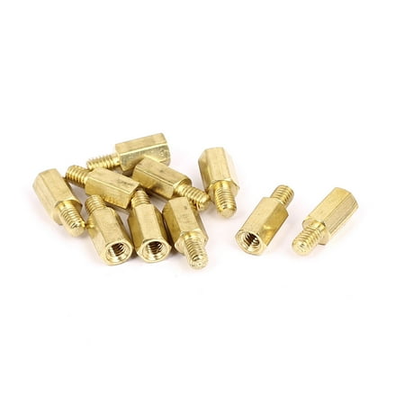 

Uxcell M4x10mm+6mm Male to Female Thread 0.7mm Pitch Brass Hex Standoff Spacer (pack of 10)