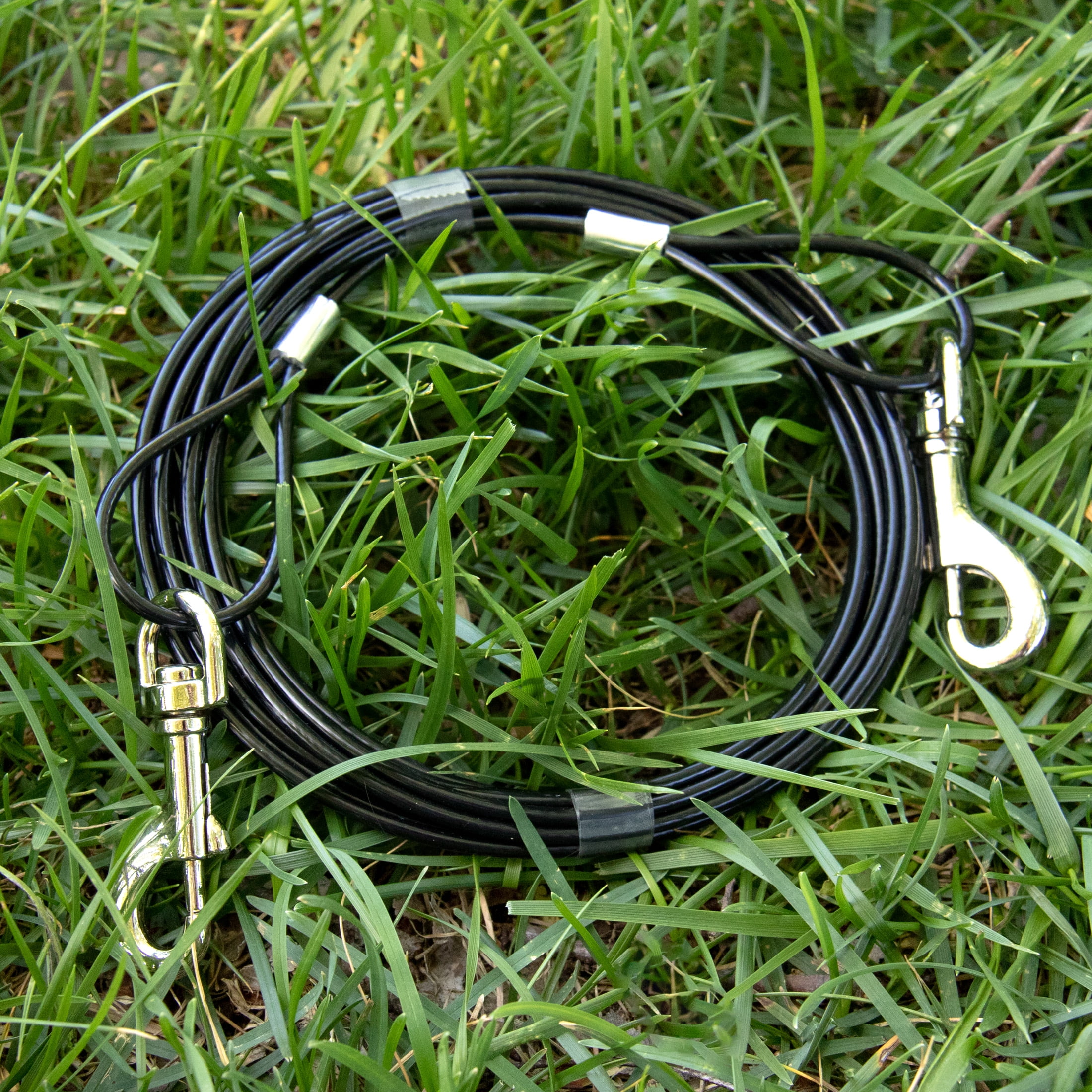 (2 pack) Pet Champion 10ft Vinyl-Covered Tie-Out Cable for Dogs up to 40 Pounds